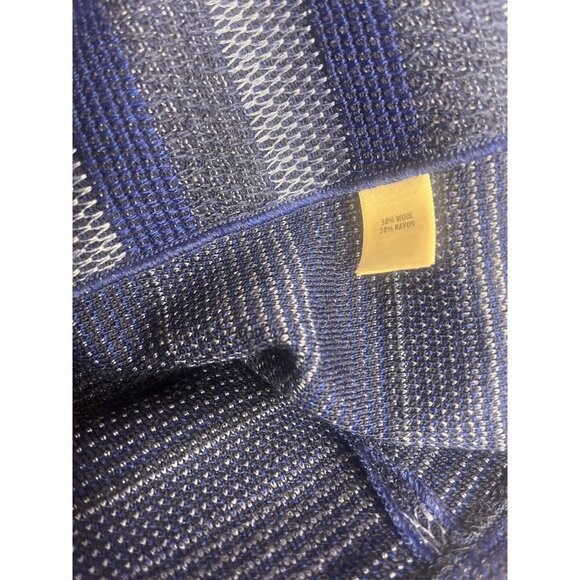 St. John Blue Striped Jacket Ladies Size 14 Long Sleeve Wool Blend Blazer Career - Picture 8 of 11